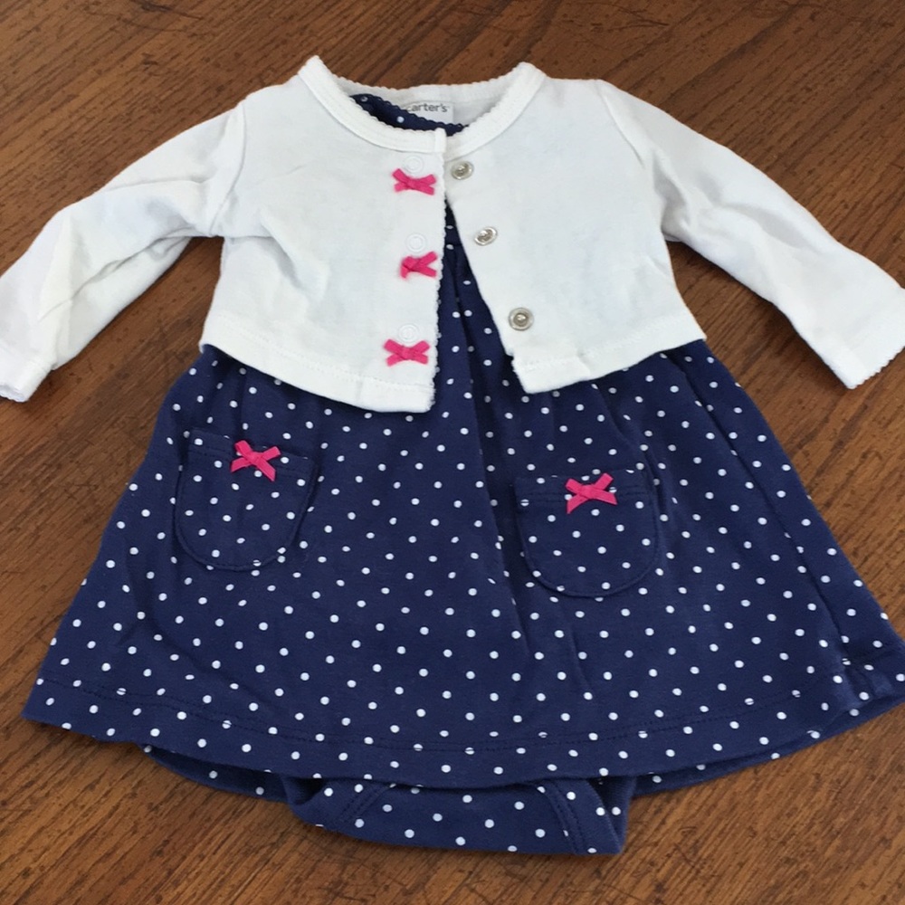 NB Carters dress and sweater with attached onesie